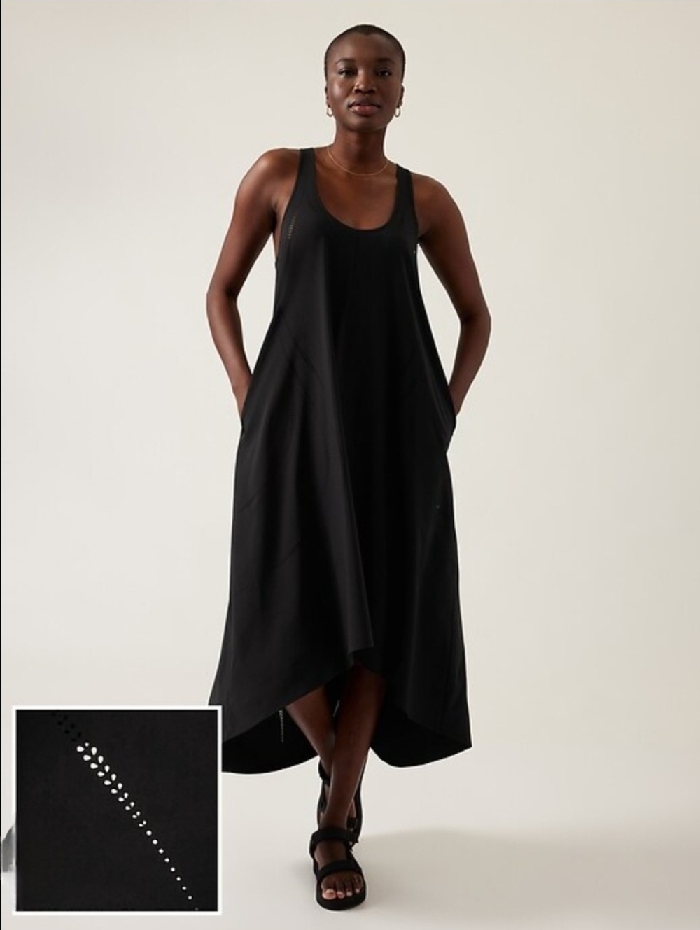 Presidio Lasercut Black Dress High/Low Razor Back Flowy Sleeveless Lightweight S